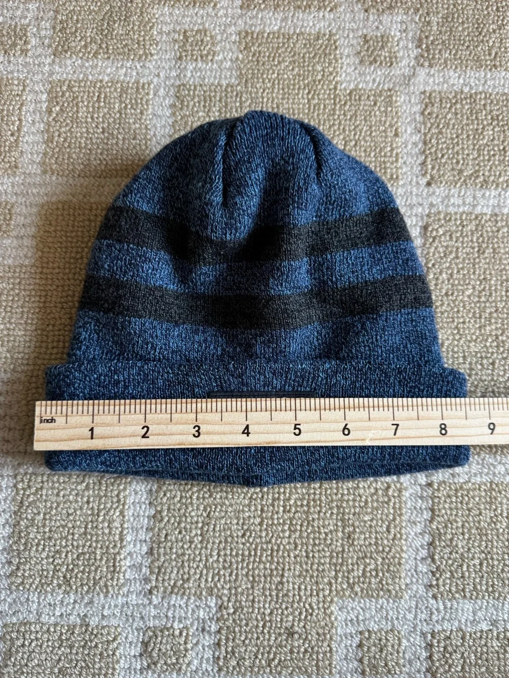 Hurley Kids Striped Cuffed Knit Beanie Hat Blue Black One Size